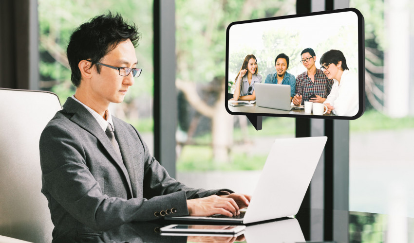 Business Man Doing Video Conference
